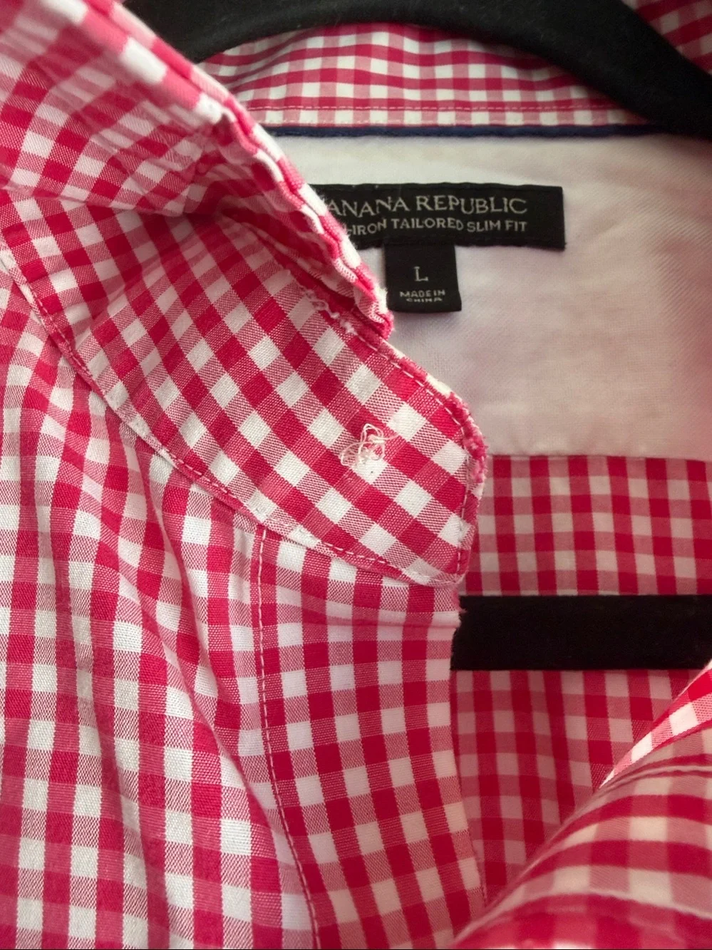 Banana Republic non-iron tailored slim fit button down shirt hot pink check